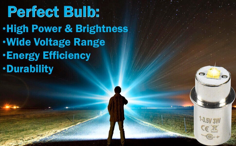 High Power LED Bulb for Mag-Lite 2D Xenon Flashlight, 2 D