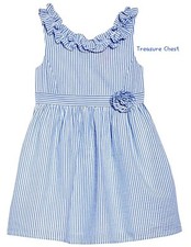 Lilly Pulitzer NWT Girls Georgina Dress Coastal Blue Seersucker Size 14
