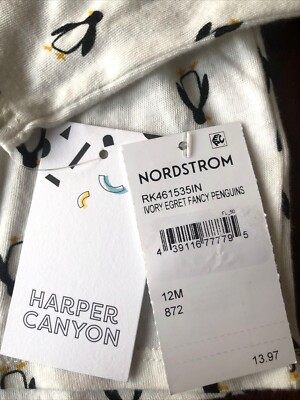 Harper Canyon Baby Girl's Dress Shirt Ivory Egret Fancy Penguins