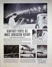 1951 Purple Royal Triton Union 76 Motor Oil Print Ad Air Flight Endurance Record