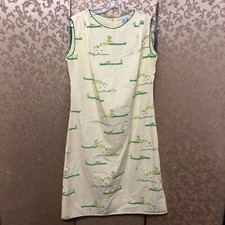 The Vested Gentress Vintage Yellow Green Novelty Print Dress Size 12