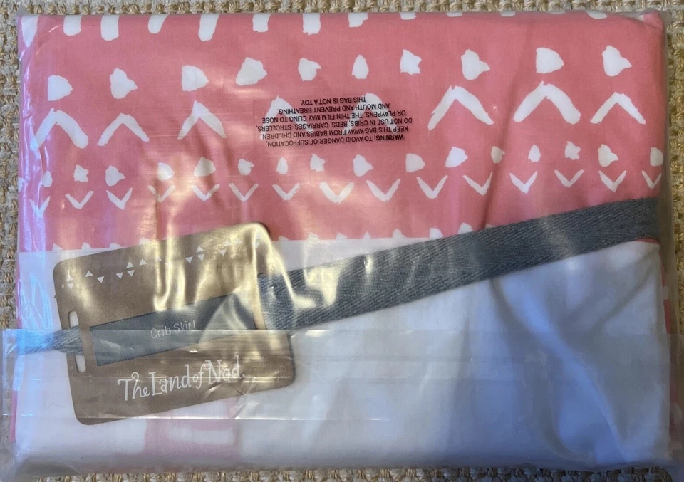 The Land of Nod Falda Cuna Bebé Ropa de Cama Infantil Algodón Rosa Claro Nueva Foto 4 de 4