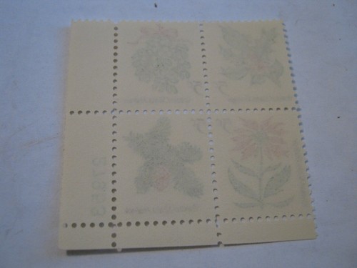 USA Scott #1254-57 1964 5 Cent Christmas Flora Plate Block #27953 MNH Free Ship - Picture 2 of 2