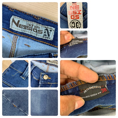 Mens Slim Straight Jeans 38 (30x32) Mens Mid Rise Blue Medium Wash NWT Nessios - Picture 6 of 12