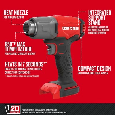 Craftsman 1228-BTU Heat Gun (TOOL ONLY) V20 / 20-Volt Max Cordless