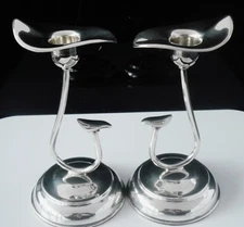Stylish Sterling Silver Candlesticks by Cooke & Kelvey, Mid 20th Century