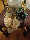 Vintage Harlequin Clown Mardi Gras Jester Porcelain Doll with White Feathers 16" — photo 3