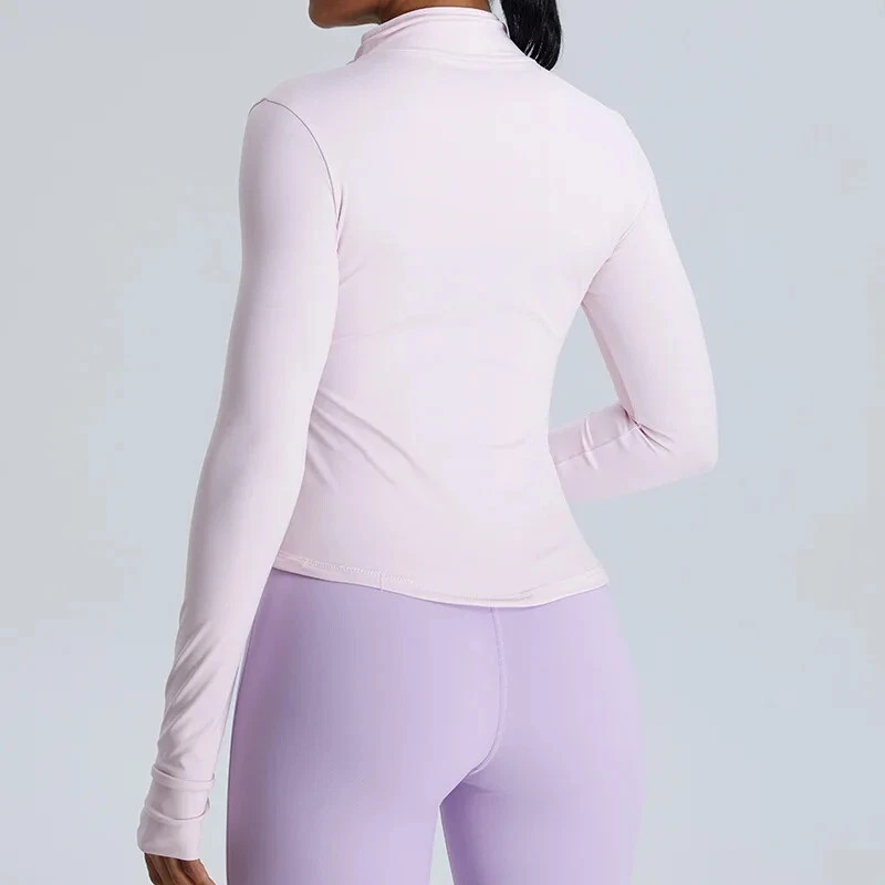 Chaqueta de chándal con cremallera para mujer calce ajustado manga larga abrigo de fitness tops de yoga Foto 2 de 4