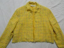 Ildi Marshall Cropped Jacket Blazer 6 Yellow Multi Open Front Long Sleeves