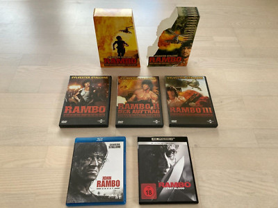John Rambo Sylvester Stallone + 5 Filme +Blu Ray 4K Ultra HD DVD +Neu ohne Folie