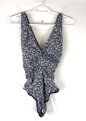 Jonathan Simkhai Women s Blue/White Floral One Piece Swimsuit Size Small