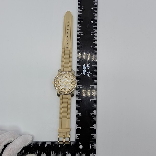 Orologio BKE Donna 43mm Lunetta Strass Cinturino Silicone Beige, Batteria Nuova* - Foto 15 di 18