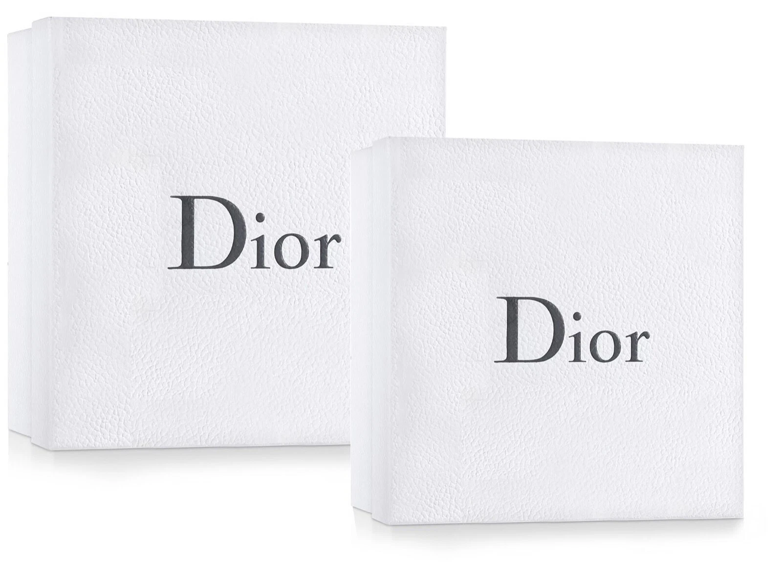 Lot de nichoir cadeau logo gris DIOR blanc texturé carré lot de rangement vide x 2 