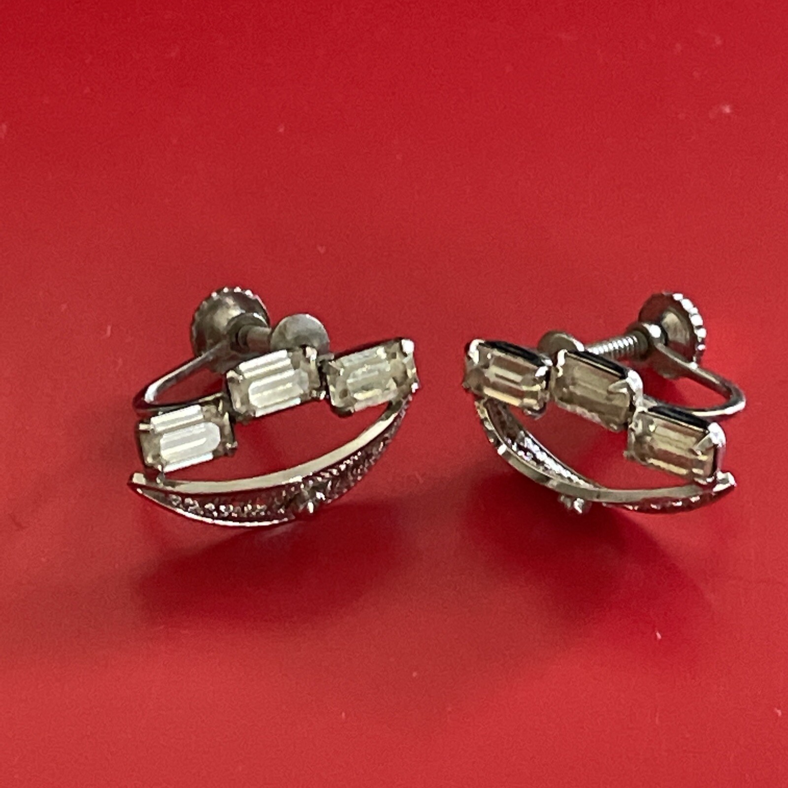 Vintage Sterling Silver Rhinestone & Filigree Screw Back Earrings eBay