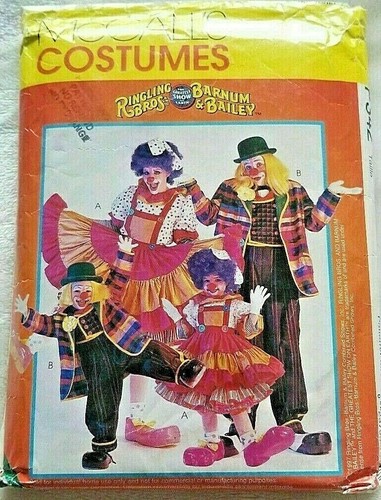 COSTUME SEWING PATTERN McCalls 342 6-8 Kids Clown Ringling Circus Barnum Uncut.