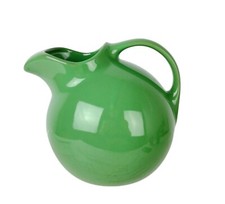 Vintage Ceramic Hall Pottery USA Tilt Ball Jug Pitcher Green #633 Ice Lip