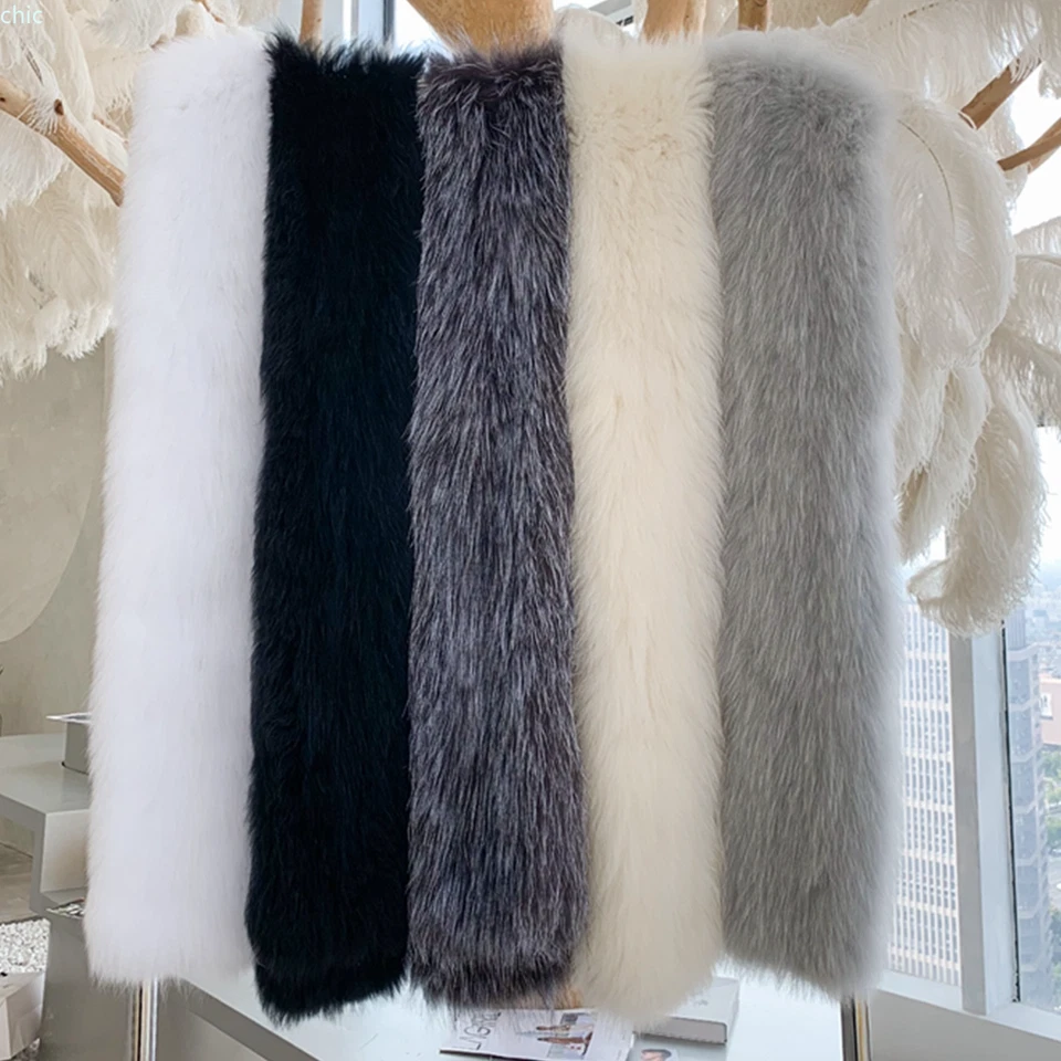 Women Handmade Knitted 100% Real Fox Fur Scarf Shawl Scarves & Wraps Neck Warmer - Image 2 of 4