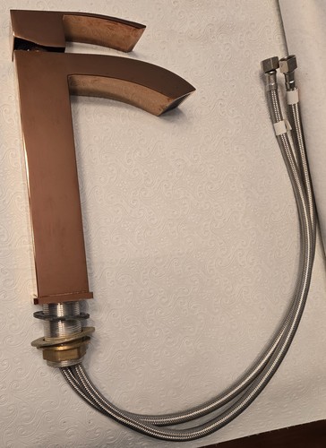 Rubinetto ~ oro rosa ~ cascata ~ beccuccio singolo ~ maniglia ~ controllo ~ foro ~ bagno ~ altezza 9,4" - Foto 3 di 7
