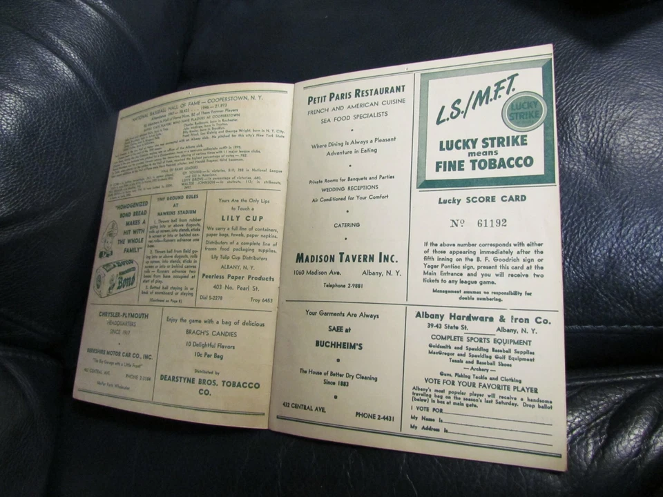 Albany Senators 1949 Program score card signed - Image 4 of 4