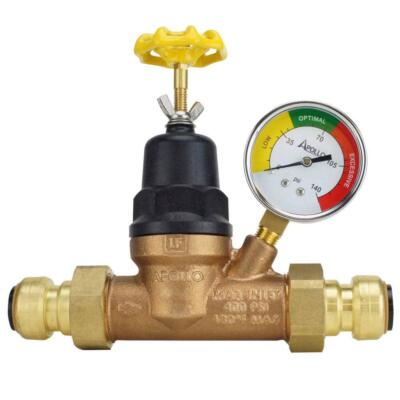 #ad Water Pressure Regulator Lead free Bronze Double Union PTC 3 4 In. with Gauge $116.28
