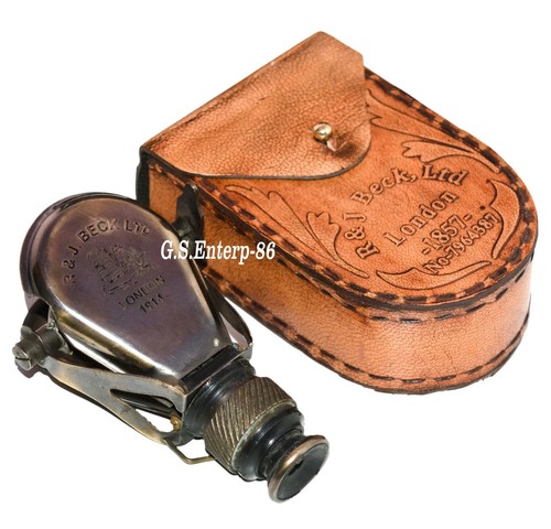 Brass Monocular Binocular Nautical Telescope Vintage Spyglass with Leather Box - Picture 10 of 13