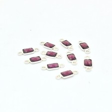 Natural Garnet Faceted Rectangle Shape Connector Loose Gemstone For Jewelry Tool