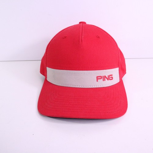 Ping 110 Herren Golfmütze Cap Struktur Baseball Cap rot mit grauen Streifen Riemen