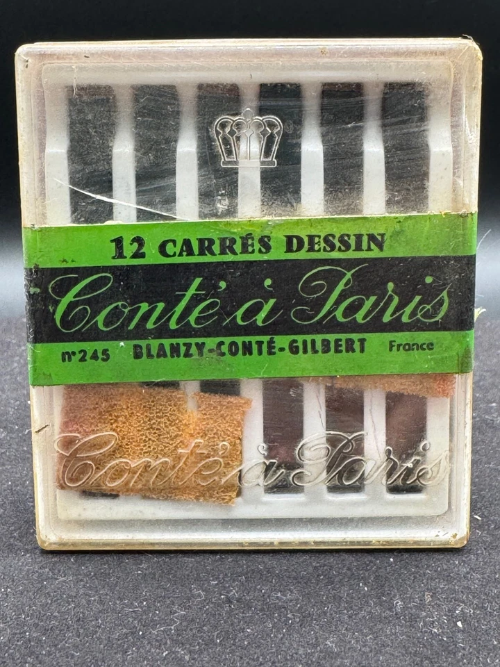 Crayón de tiza vintage Conte a Paris 12 Carres Assortis (lote de 3) sellado y usado Foto 2 de 4