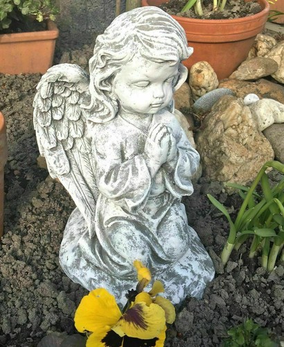 Steinfigur großer Engel kniend frostfest wetterfest Gartenfigur Grabschmuck Grab - Bild 3 von 5