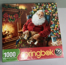 Christmas Jigsaw Puzzle Springbok Santa's Cat Nap 1000 pc. 24 in x 30 SEALED USA