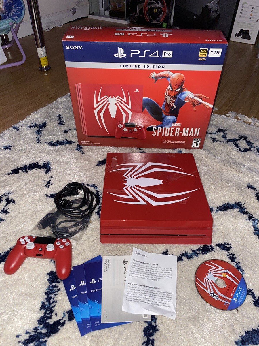 Sony PlayStation PRO Limited Edition Spider Man 1TB Red Console PS4 Pro
