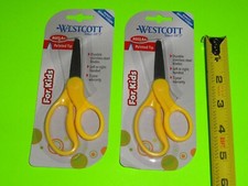  2x YELLOW Westcott Kids 6 Left or Right Hand Scissors Stainless Pointed Tip