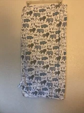 Carters Animal Receiving Blanket Blue Gray Rhino Lion Dog Alligator Giraffe