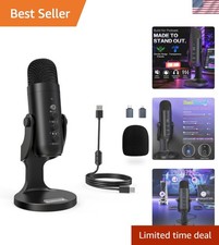 Podcast Microphone for PC, Noise Cancellation USB Mic with Gain, Volume Adjus...