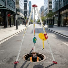 Confined Space Tripod Kit With 32.81ft Fall Arrester For Wells, Sewers, Tunnels