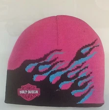 Harley Davidson wome's pink knit beanie New