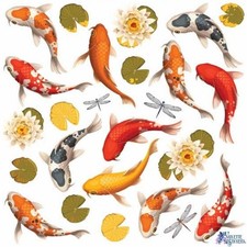 Koi Fish Stickers - Garden Nature Pond Sticker Sheet - Stationery Scrapbooks