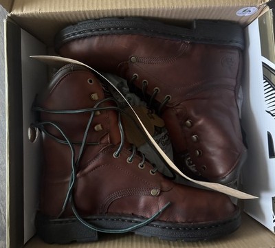 Georgia Boot Men's Brown Leather Lace-Up Rain Boots Round Toe Comfort Core 10.5W