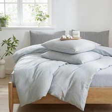 Striped Duvet Cover Set Twin Size 3 Pcs Breathable Durable 100 Washed Cotton