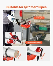 Heavy-Duty Pipe Chain Vise, 1/8" - 5" Pipe Capacity, 26" Rugged Chain & Cast Ir