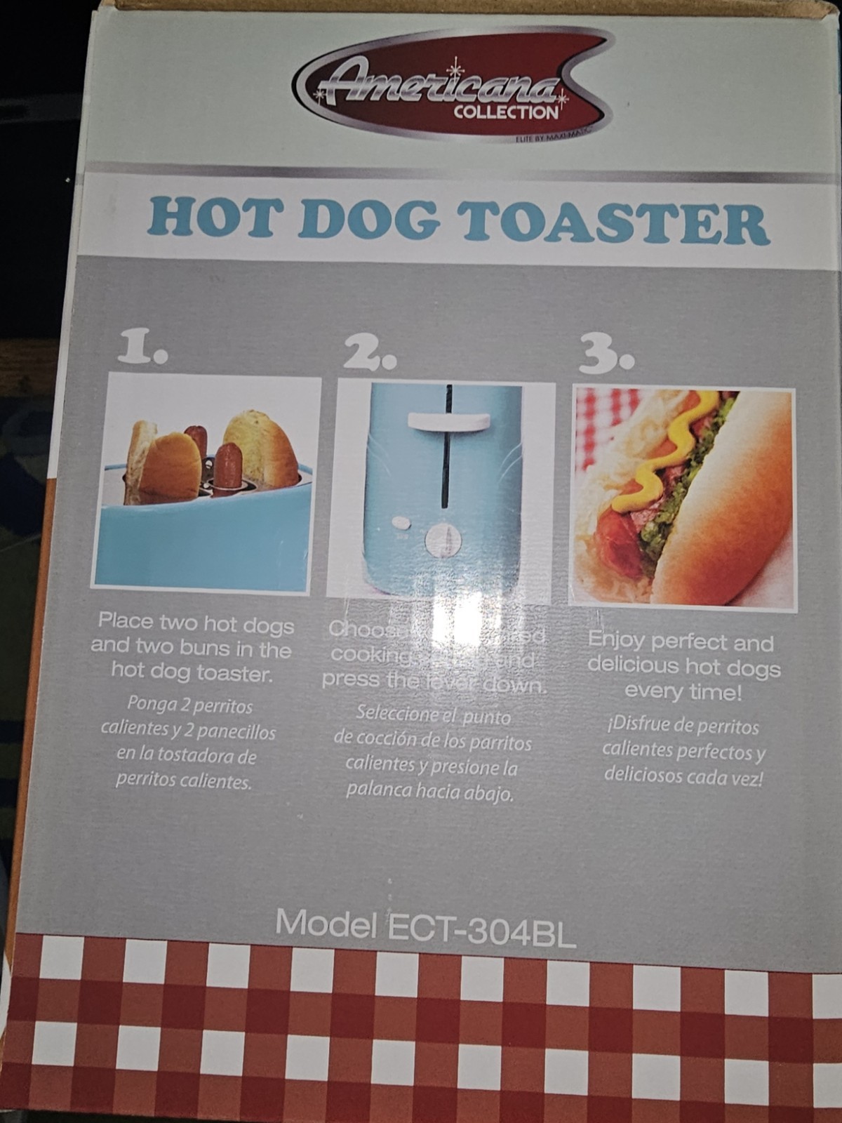 Pop Up Hot Dog Toaster Americana Collection Model ECT-542BL- Brand New in Box!!