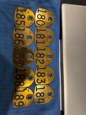 Cattle Tag Cow Vintage Solid Brass Franklin Serum Co. DOUBLE SIDED 113