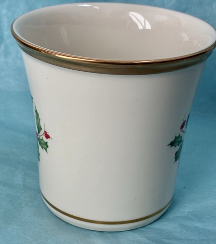 Tazza da tè caffè Lenox Natale Natale bordo oro Holly Sprigs bacche USA - Foto 4 di 13