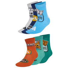 adidas Minecraft Youth Socks Kids Grey Blue Sizes 5.5K - 7K to 6.5 - 8 New