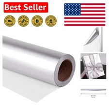 High-Quality Matte Silver Gift Wrap - 30in x 32.8ft Roll for All Celebrations