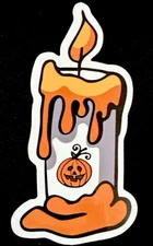 HALLOWEEN CANDLE STICKER✨👻🕯️🎃✨3 1/4” X 1 3/4”✨GLOSSY✨Trick Or Treat✨🍬💫