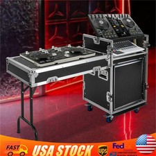 12U PA DJ Rack / Road Case Slant Mixer Top Rack with DJ Table Tops 661 lbs Load