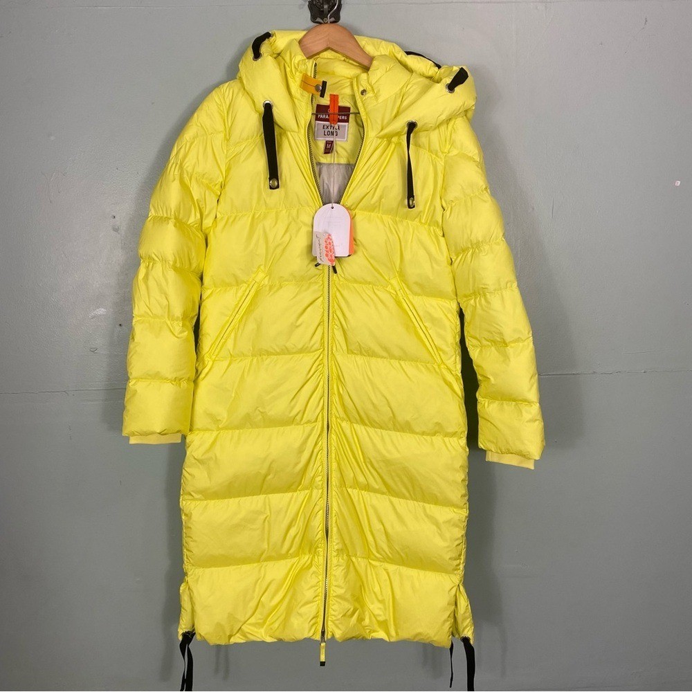 Parajumpers Panda Long Down Jacket Hooded Coat Charlock Yellow