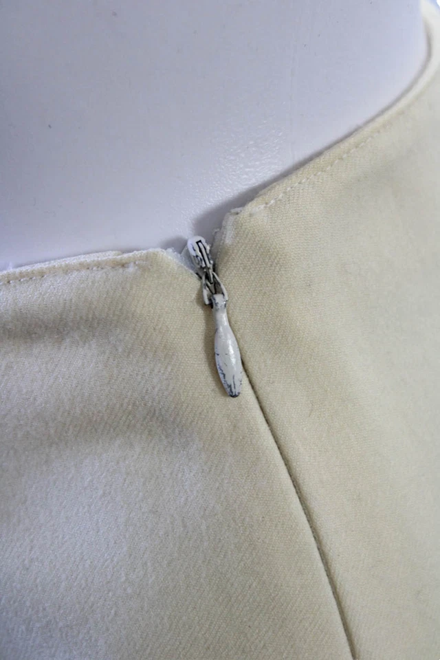 Valentino Womens Solid Flat Fron Mid-Rise Straight Leg Pants Cream Size 6 - Image 4 of 4