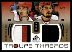 2025-26 SP Game Used Troupe Threads Patch 12/25 Seth Jarvis / Sebastian Aho